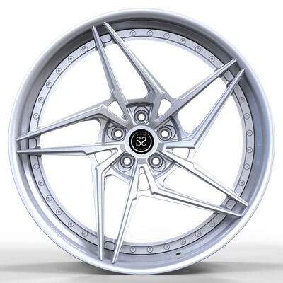 Custom 21X12 and 21X10 Silver Forged 2-Piece Wheels for Ferrari 488 - Alloy Rims with Paint Brush Polish and Chrome Finish