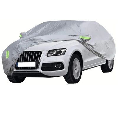 Silver All Weather UV Proof Windproof Car Cover for Auto Protection with Reflective Strips