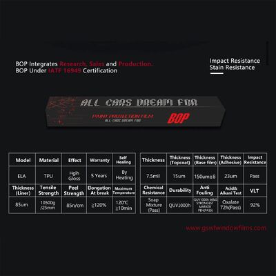 High Tensile Strength Paint Protection Film with Impact and Stain Resistance for Car Bras