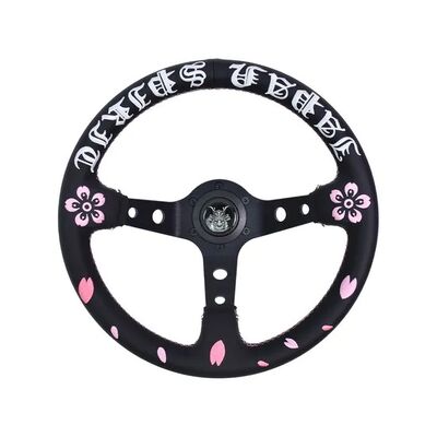 Microfiber Leather Universal Steering Wheel with 330mm Diameter for Universal Fitment