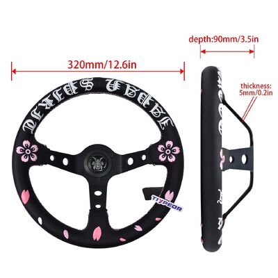 Microfiber Leather Universal Steering Wheel with 330mm Diameter for Universal Fitment