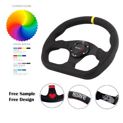 Tiypeor 350mm Customizable Suede Leather Racing Steering Wheel for Universal Car Fitment