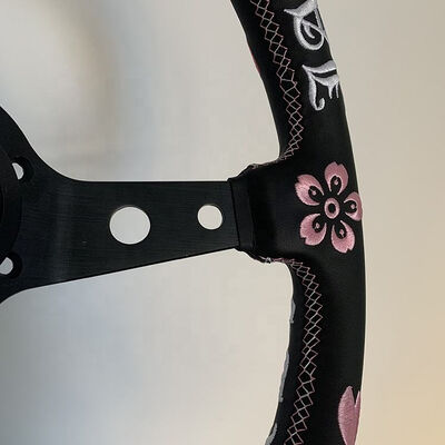 Tiypeor 350mm Customizable Suede Leather Racing Steering Wheel for Universal Car Fitment