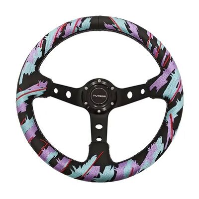 Tiypeor Custom Universal 330mm Deep Dish Sport Racing Steering Wheel with Microfiber Leather