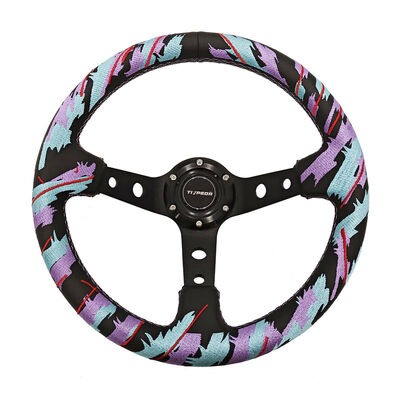Tiypeor Custom Universal 330mm Deep Dish Sport Racing Steering Wheel with Microfiber Leather