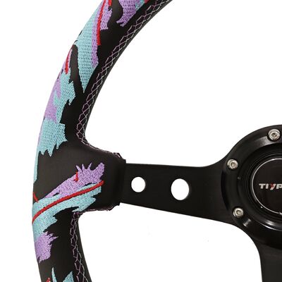 Tiypeor Custom Universal 330mm Deep Dish Sport Racing Steering Wheel with Microfiber Leather