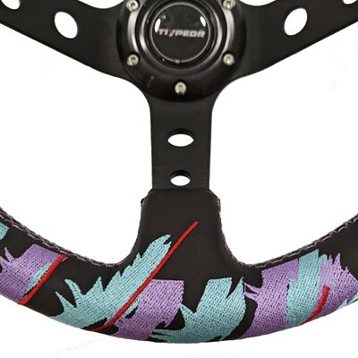 Tiypeor Custom Universal 330mm Deep Dish Sport Racing Steering Wheel with Microfiber Leather