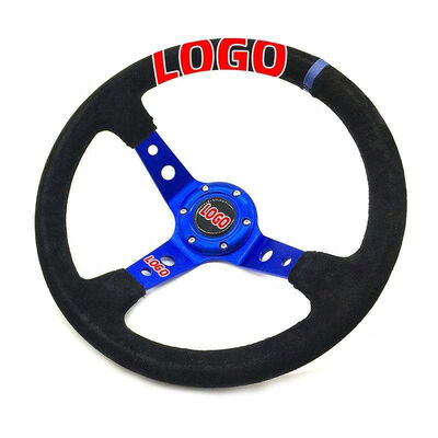 Customizable Embroidered Suede Material Sport Steering Wheel for Modified Cars