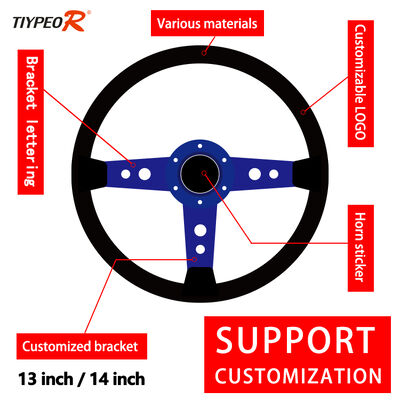 Customizable Embroidered Suede Material Sport Steering Wheel for Modified Cars