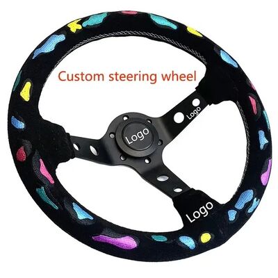 Tiypeor 320/350mm Microfiber Suede Drifting Steering Wheel with Custom Embroidery
