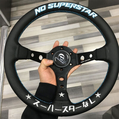 Tiypeor Custom Print Emblem Microfiber Racing Steering Wheel Universal Fit for Rally Cars