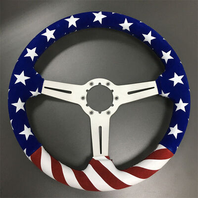 Tiypeor Custom Print Emblem Microfiber Racing Steering Wheel Universal Fit for Rally Cars