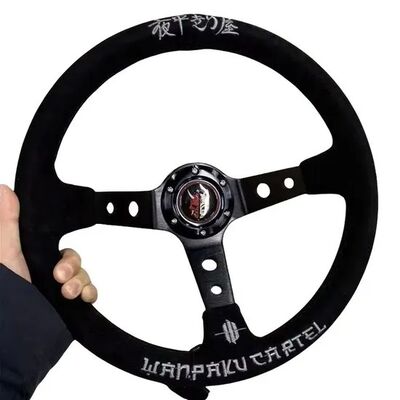 Tiypeor 350mm Suede Leather Drift Steering Wheel with Universal Fitment for JDM Cars