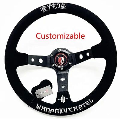 Tiypeor 350mm Suede Leather Drift Steering Wheel with Universal Fitment for JDM Cars