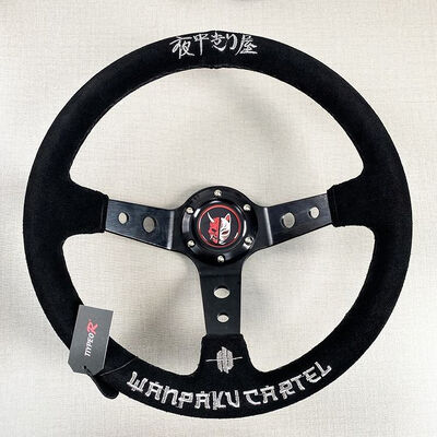 Tiypeor 350mm Suede Leather Drift Steering Wheel with Universal Fitment for JDM Cars