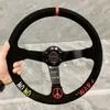 Tiypeor 350mm Suede Sport Deep Dish Steering Wheel with Custom Logo Embroidery