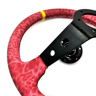 Tiypeor Custom Embroidered Red Camouflage Microfiber JDM Drift Steering Wheel