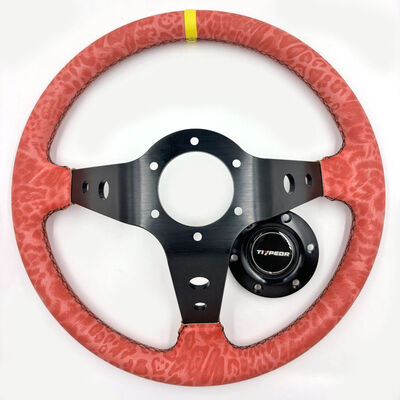 Tiypeor Custom Embroidered Red Camouflage Microfiber JDM Drift Steering Wheel