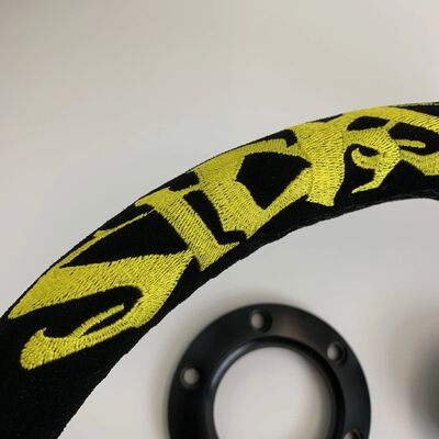 Tiypeor 350mm Diameter Suede Leather Deep Dish Racing Sport Steering Wheel with Universal Fit