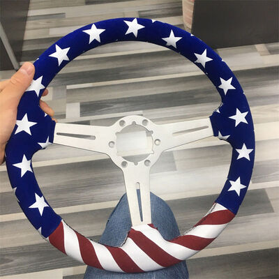 Tiypeor Suede Leather Custom Embroidery 350mm Diameter Racing Universal Drift Steering Wheel