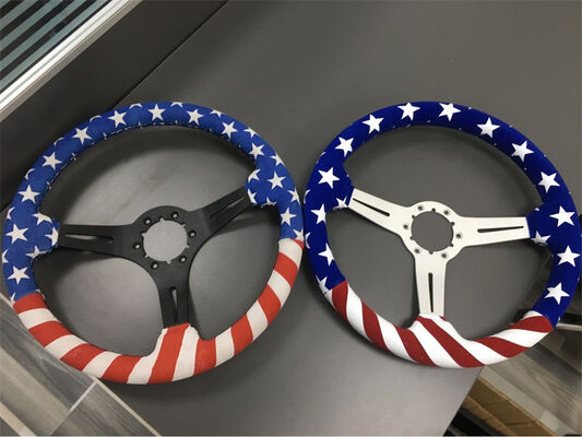 Tiypeor Suede Leather Custom Embroidery 350mm Diameter Racing Universal Drift Steering Wheel