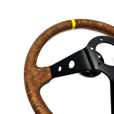 Universal Customizable Leather 350mm Drift JDM Steering Wheel with Center Joint